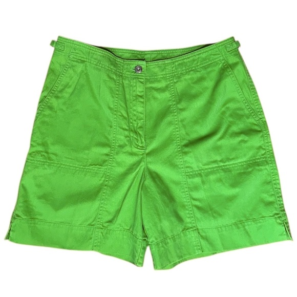 Lauren RALPH LAUREN Green Cotton Shorts sz 10 Pockets Preppy Resortwear Vintage - Picture 1 of 9